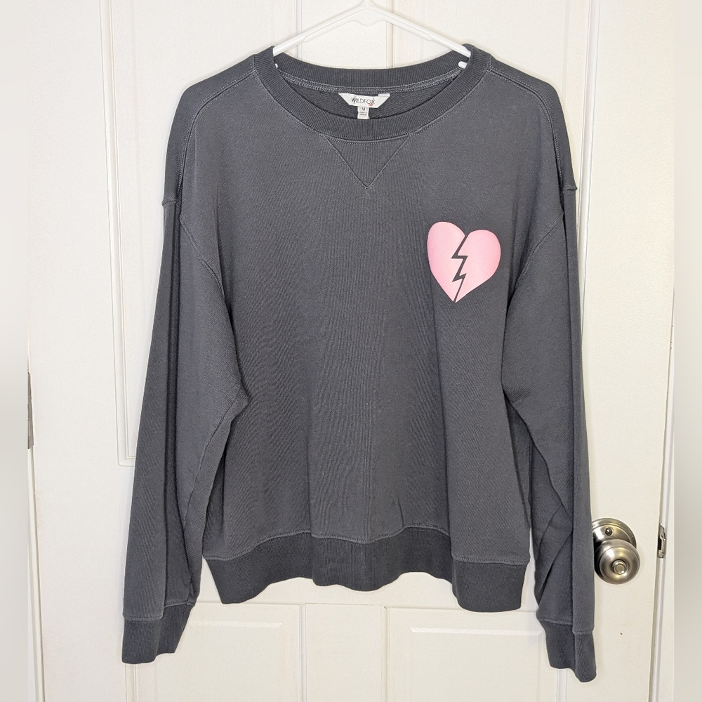 Wildfox Gray Sweatshirt with Pink I Wish It Was Saturday Sweater Size Medium